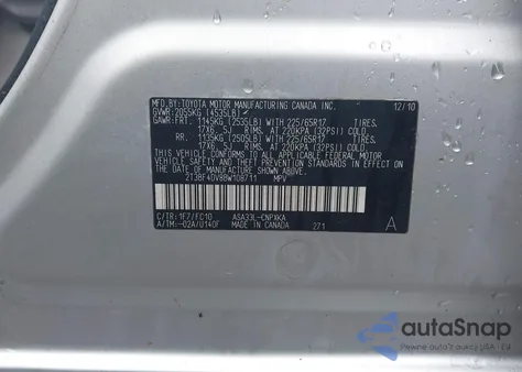 2011 Toyota Rav4 from USA, damaged, VIN 2T3BF4DV8BW108711